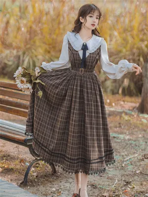 Academic Lolita Blouses White Long Sleeves Ruffles Lolita Top Bow Lolita Shirt