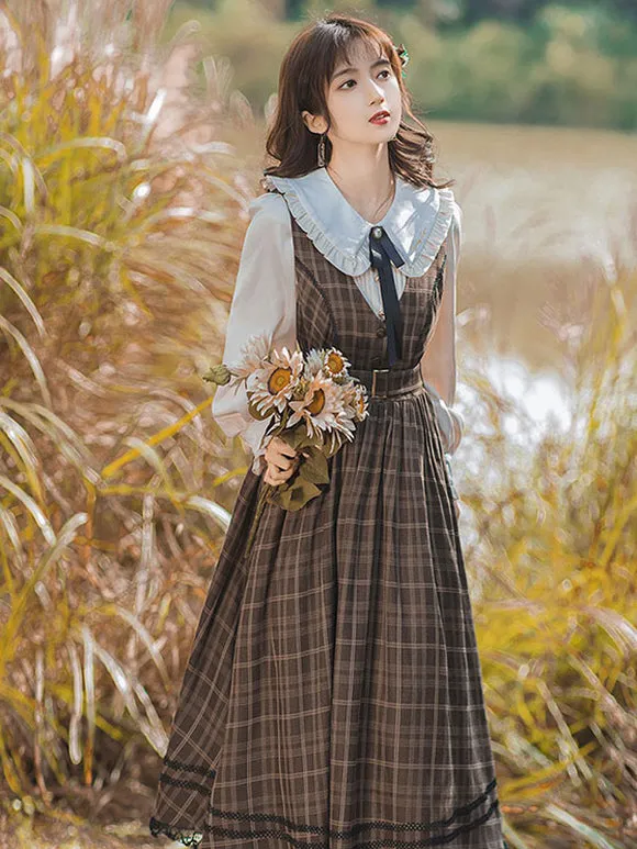 Academic Lolita Blouses White Long Sleeves Ruffles Lolita Top Bow Lolita Shirt