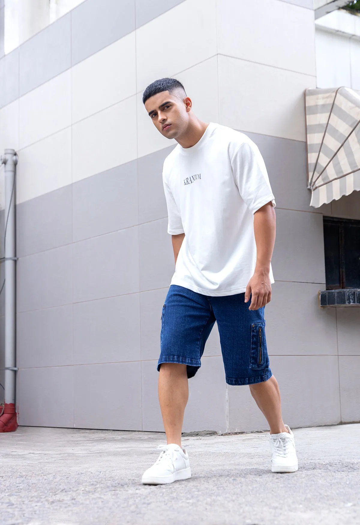 Acid Wash Blue Denim Shorts