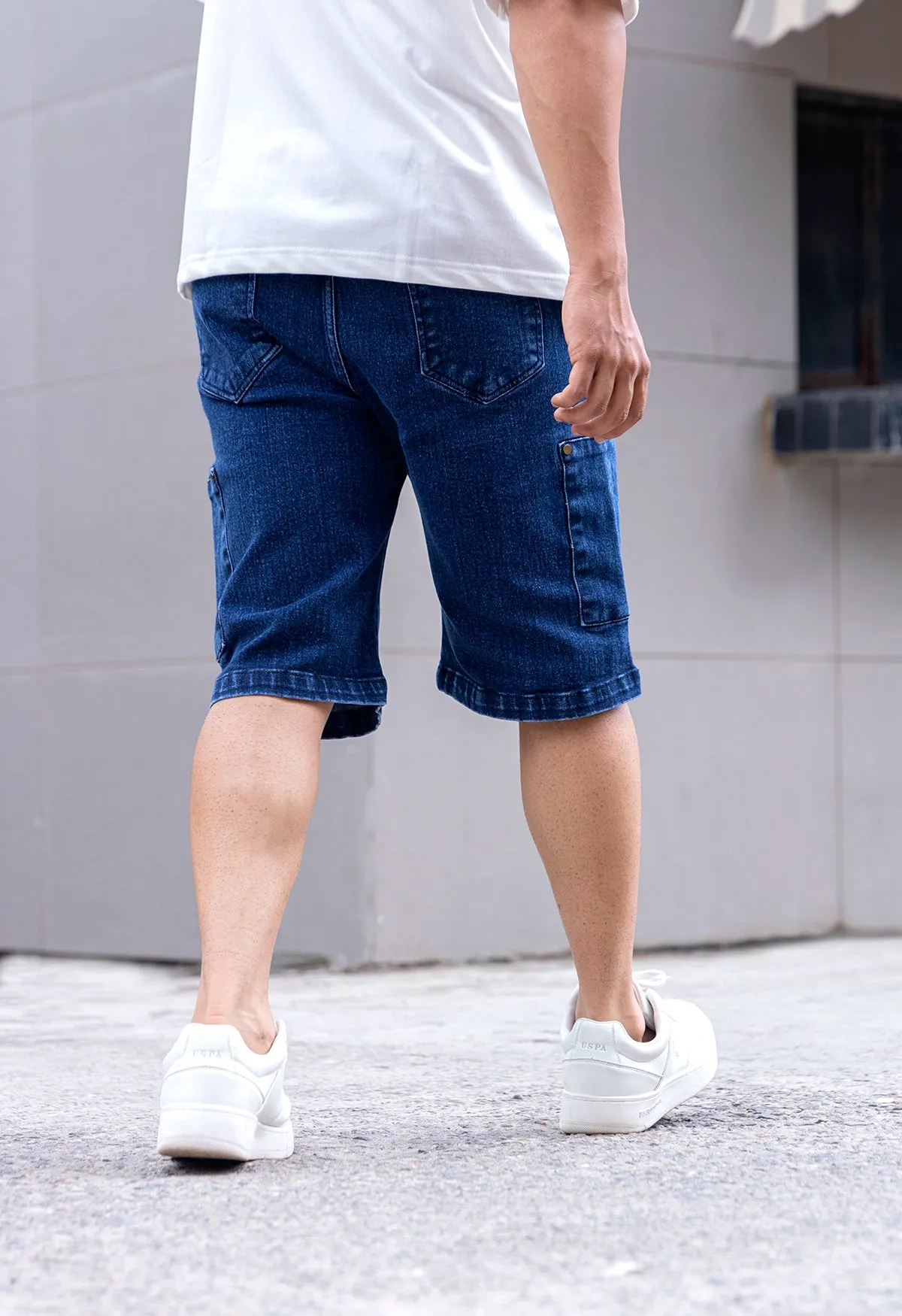 Acid Wash Blue Denim Shorts