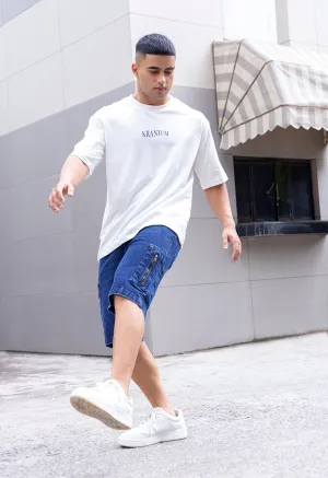 Acid Wash Blue Denim Shorts