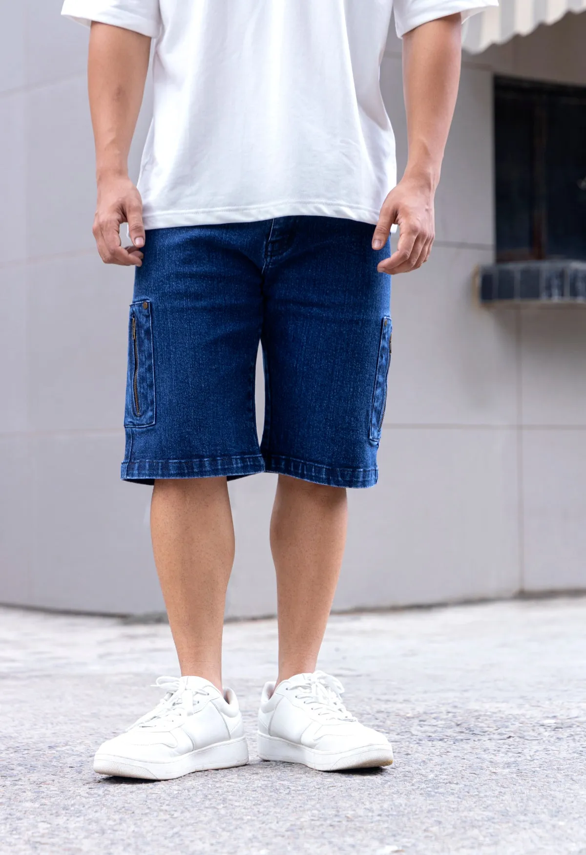 Acid Wash Blue Denim Shorts