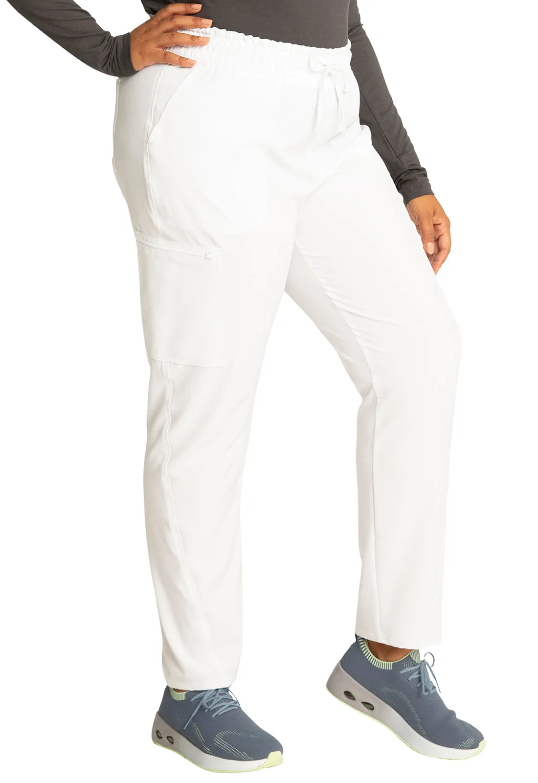 Allura CKA184 Mid Rise Drawstring Tapered Leg Pants White