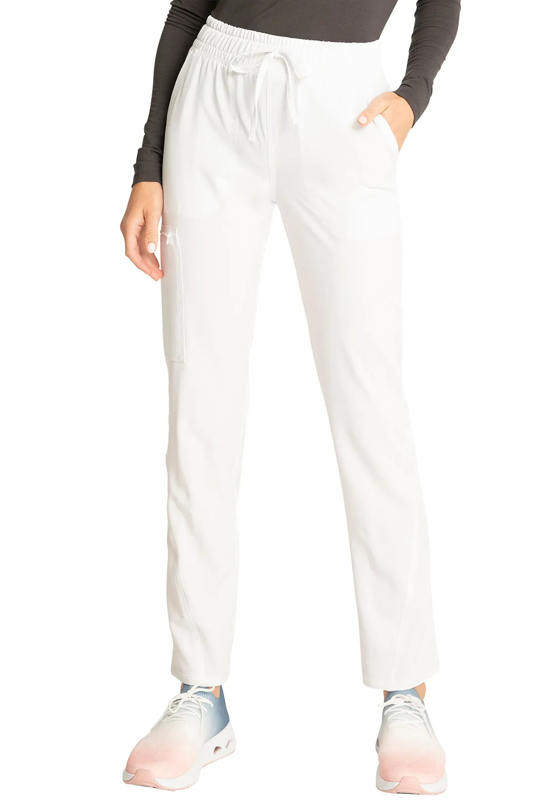 Allura CKA184 Mid Rise Drawstring Tapered Leg Pants White