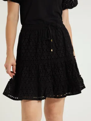 Anglaise Tiered Mini Skirt - Black