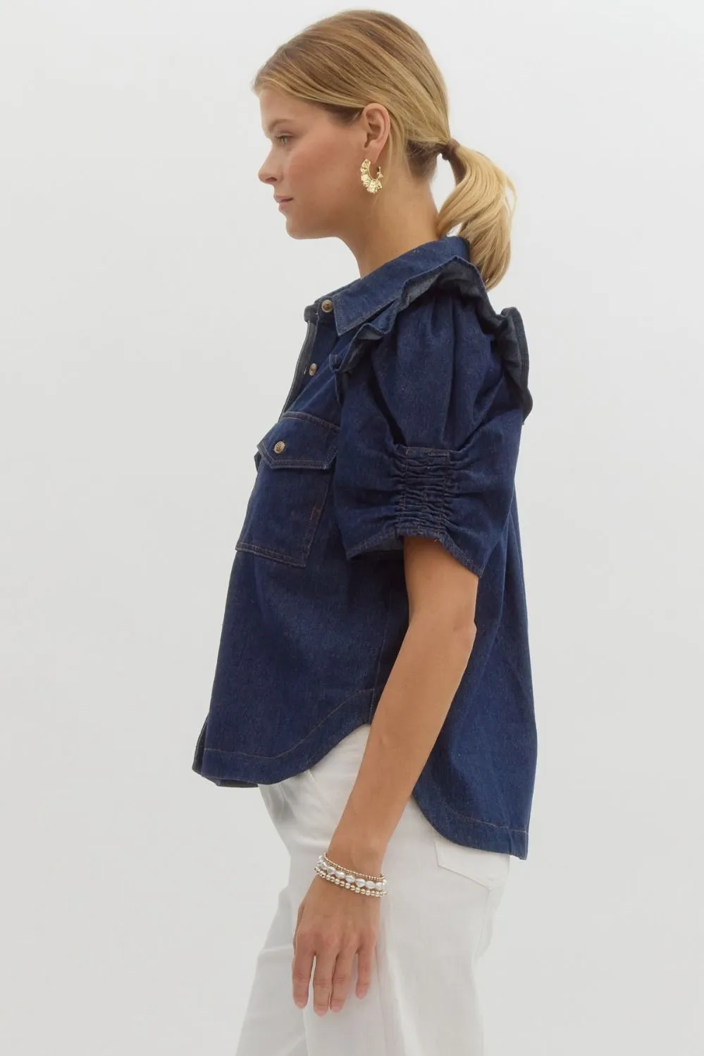 Annie Dark Denim Blouse
