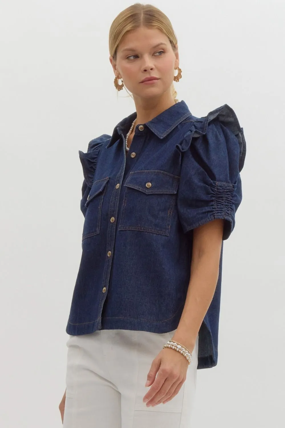 Annie Dark Denim Blouse