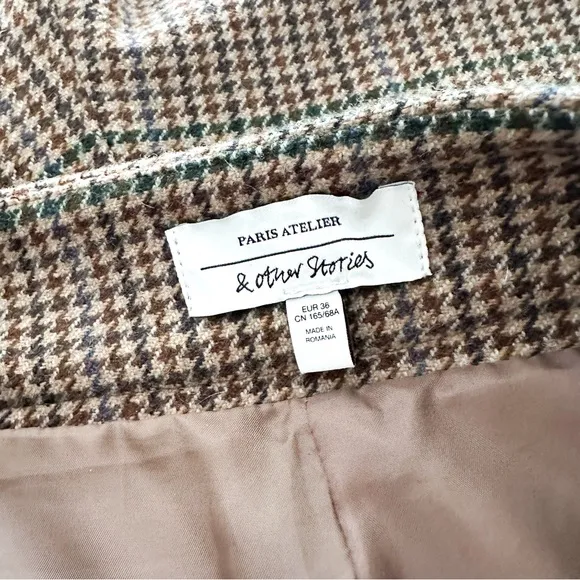 Anthropologie &amp; Other Stories Checkered Wool Tailored Shorts