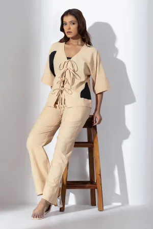Applique Work Brown Co-ord Set