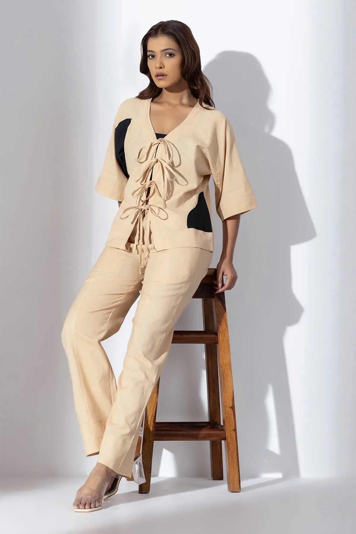 Applique Work Brown Co-ord Set