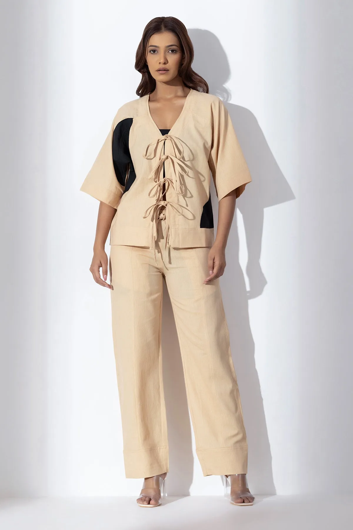 Applique Work Brown Co-ord Set