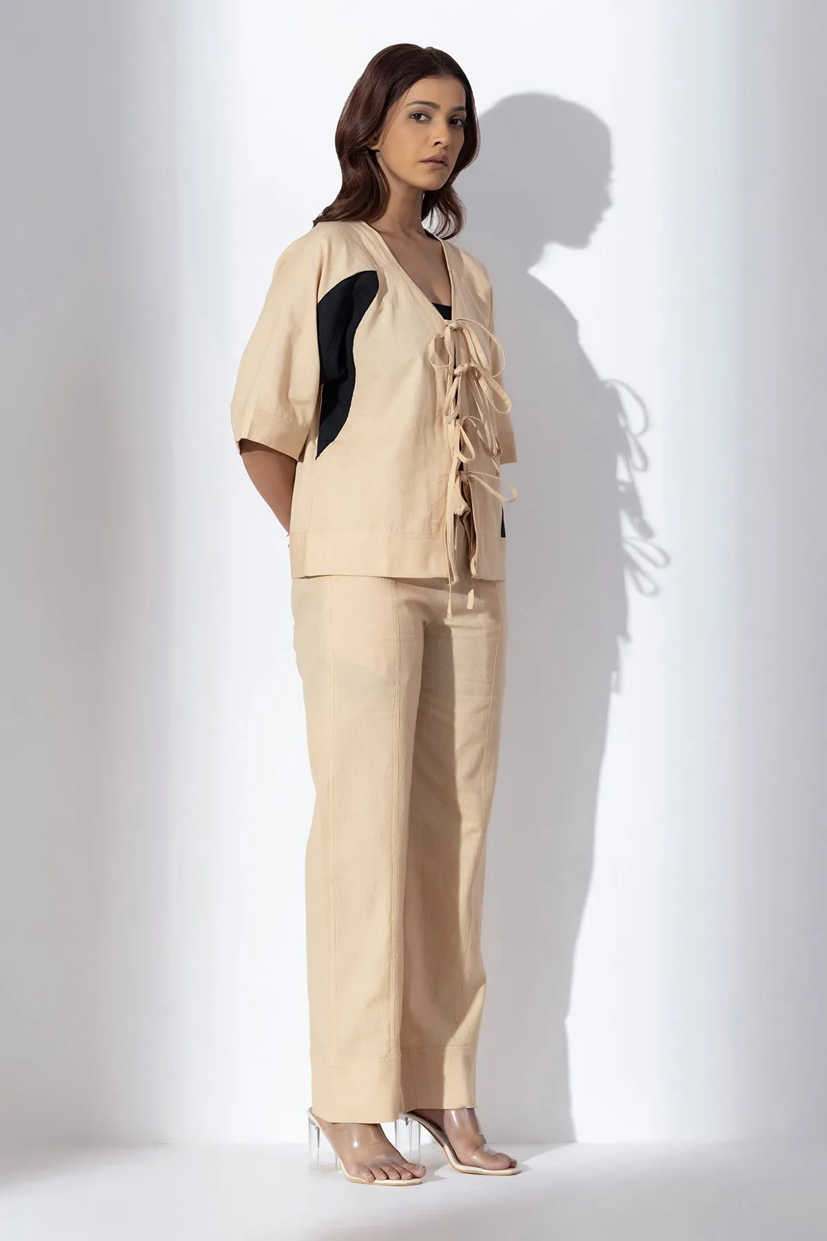 Applique Work Brown Co-ord Set