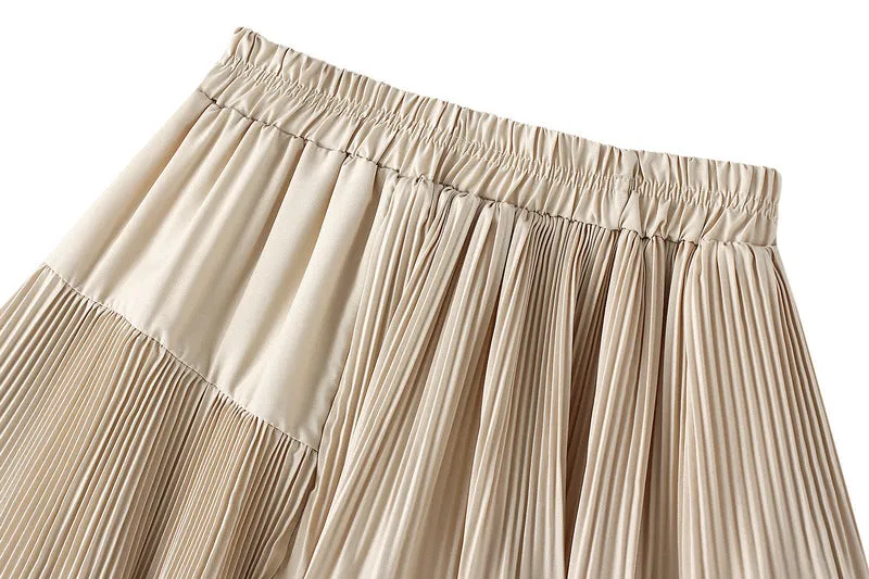 Asymmetric Pleated Skirt Women's Mid-length Ruffled Skirt