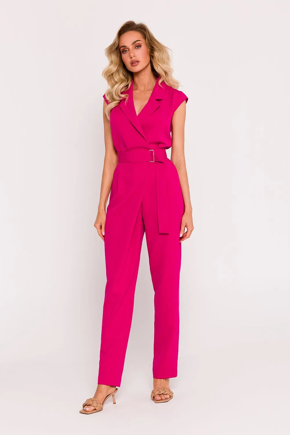 Asymmetrical Tapered Jumpsuit with Belt