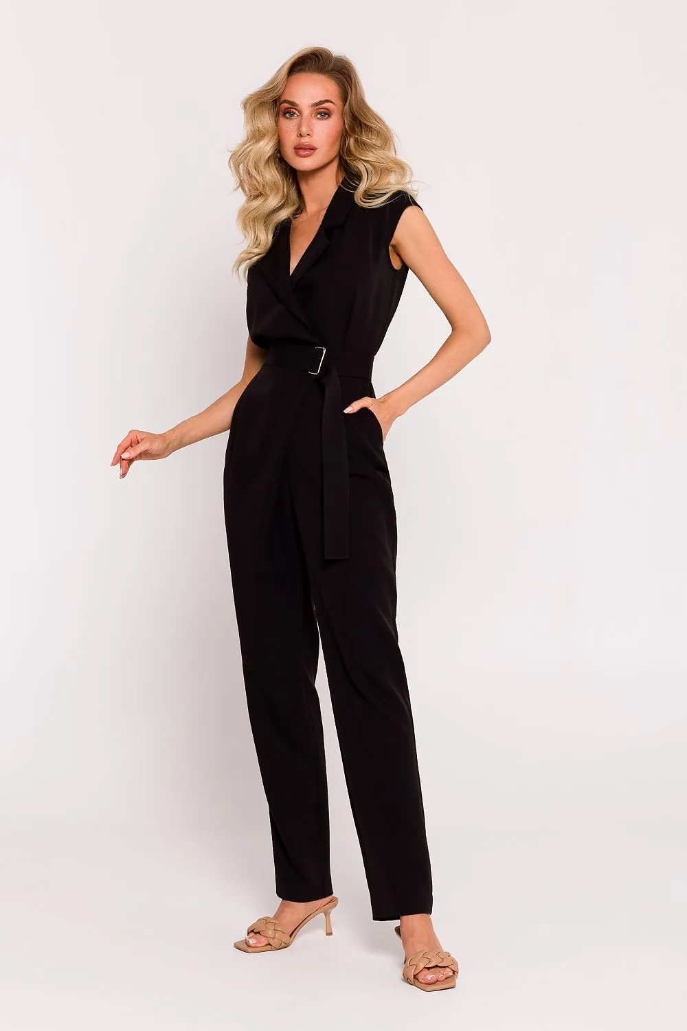 Asymmetrical Tapered Jumpsuit with Belt
