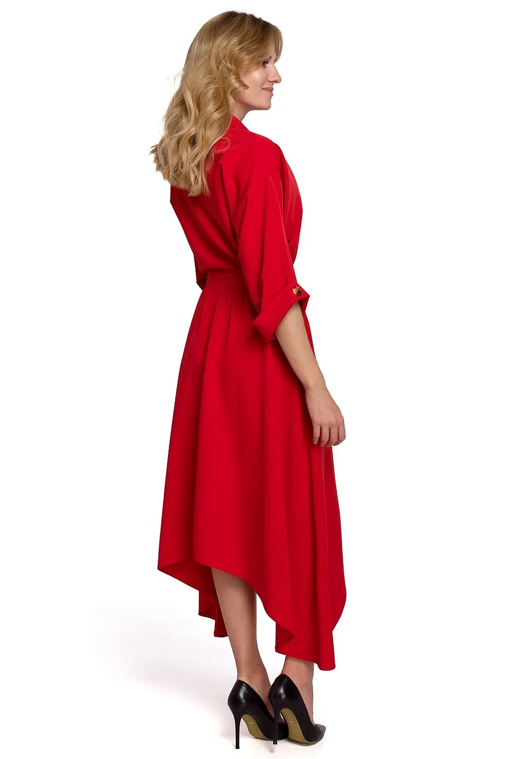 Asymmetrical Wrap Dress with Collar