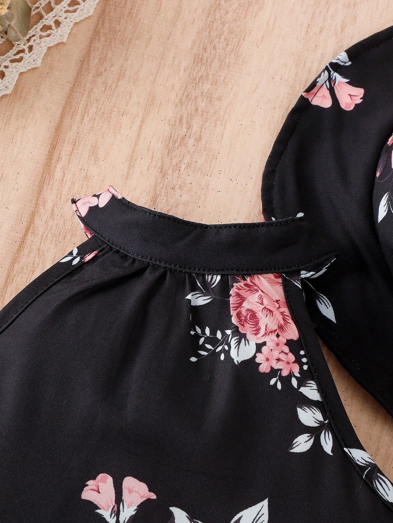 Baby Girl Floral Print Halter Top & Layer Hem Skirt & Hat FD