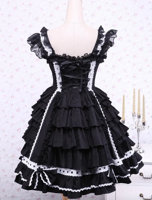 Bandage Lace Cotton Gothic Lolita Dress