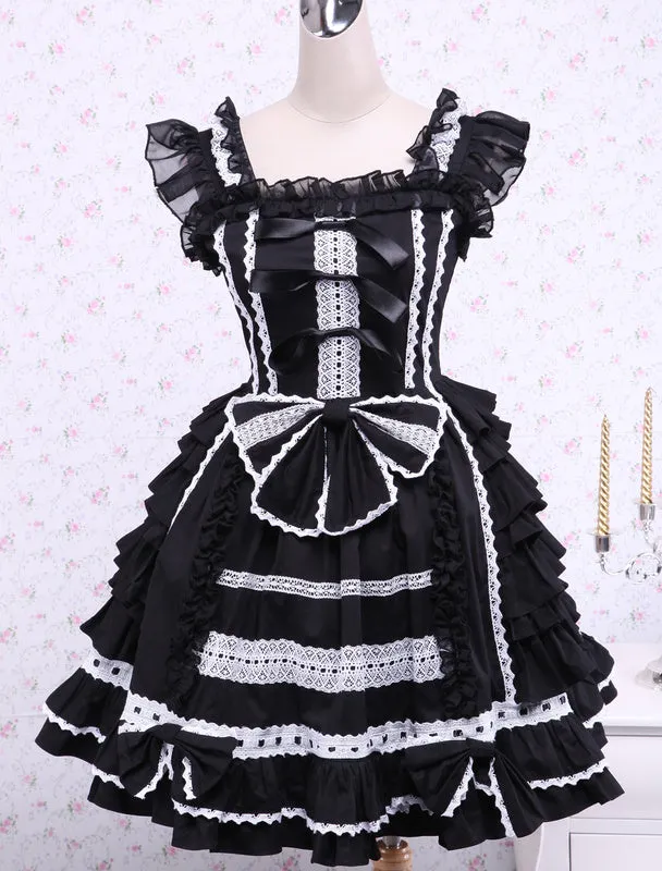 Bandage Lace Cotton Gothic Lolita Dress