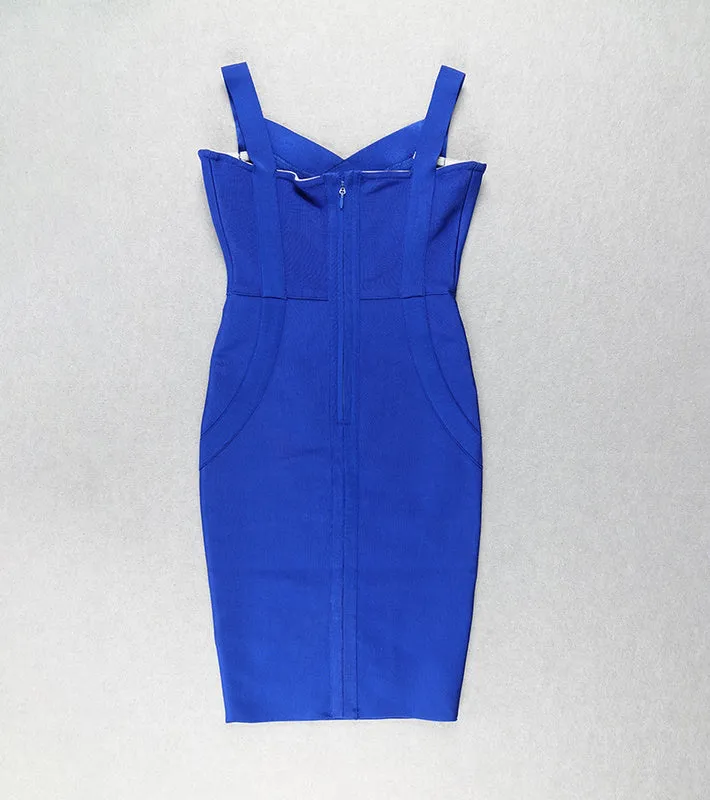 Bandage Party Midi Bodycon Evening Luxury Dress with V-Neck