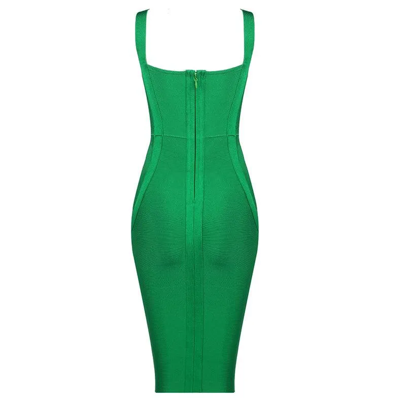 Bandage Party Midi Bodycon Evening Luxury Dress with V-Neck