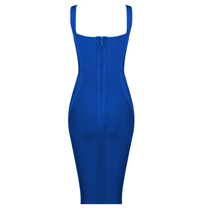 Bandage Party Midi Bodycon Evening Luxury Dress with V-Neck