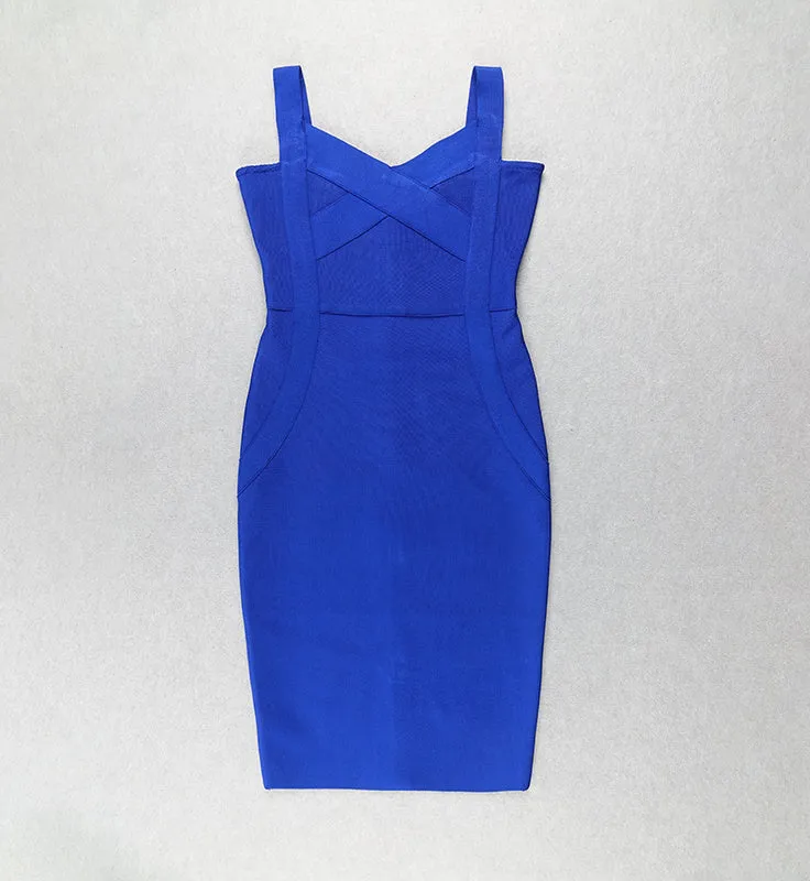 Bandage Party Midi Bodycon Evening Luxury Dress with V-Neck