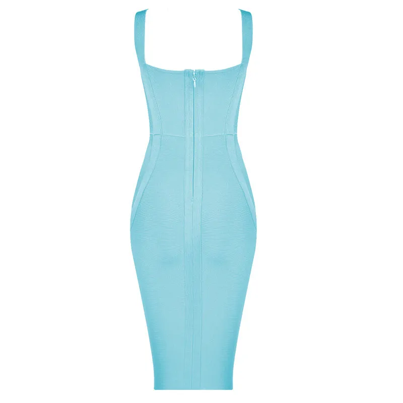 Bandage Party Midi Bodycon Evening Luxury Dress with V-Neck