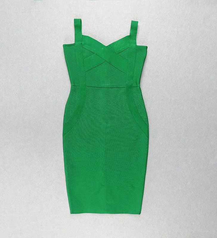 Bandage Party Midi Bodycon Evening Luxury Dress with V-Neck