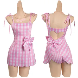 Barbie Kids Children Pink Plaid Skirt Outfits Cosplay Costume Halloween Carnival Suit