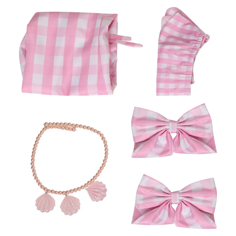 Barbie Kids Children Pink Plaid Skirt Outfits Cosplay Costume Halloween Carnival Suit