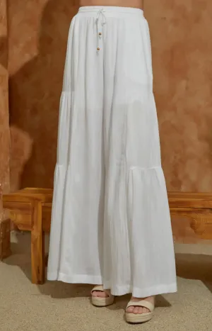 Beaded Drawstring Side Ruffle Pants