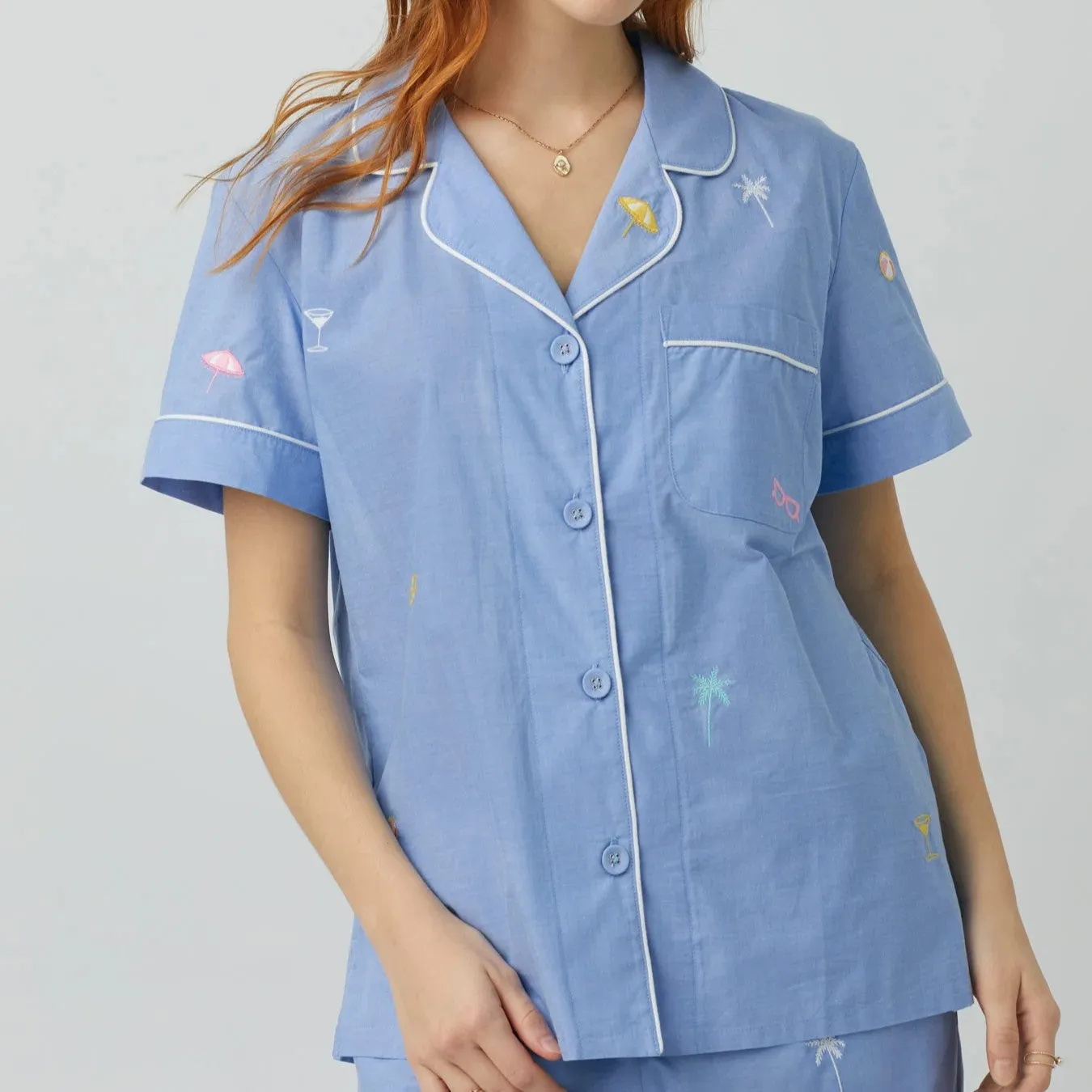 BedHead Chambray SS Poplin Cropped PJ Set