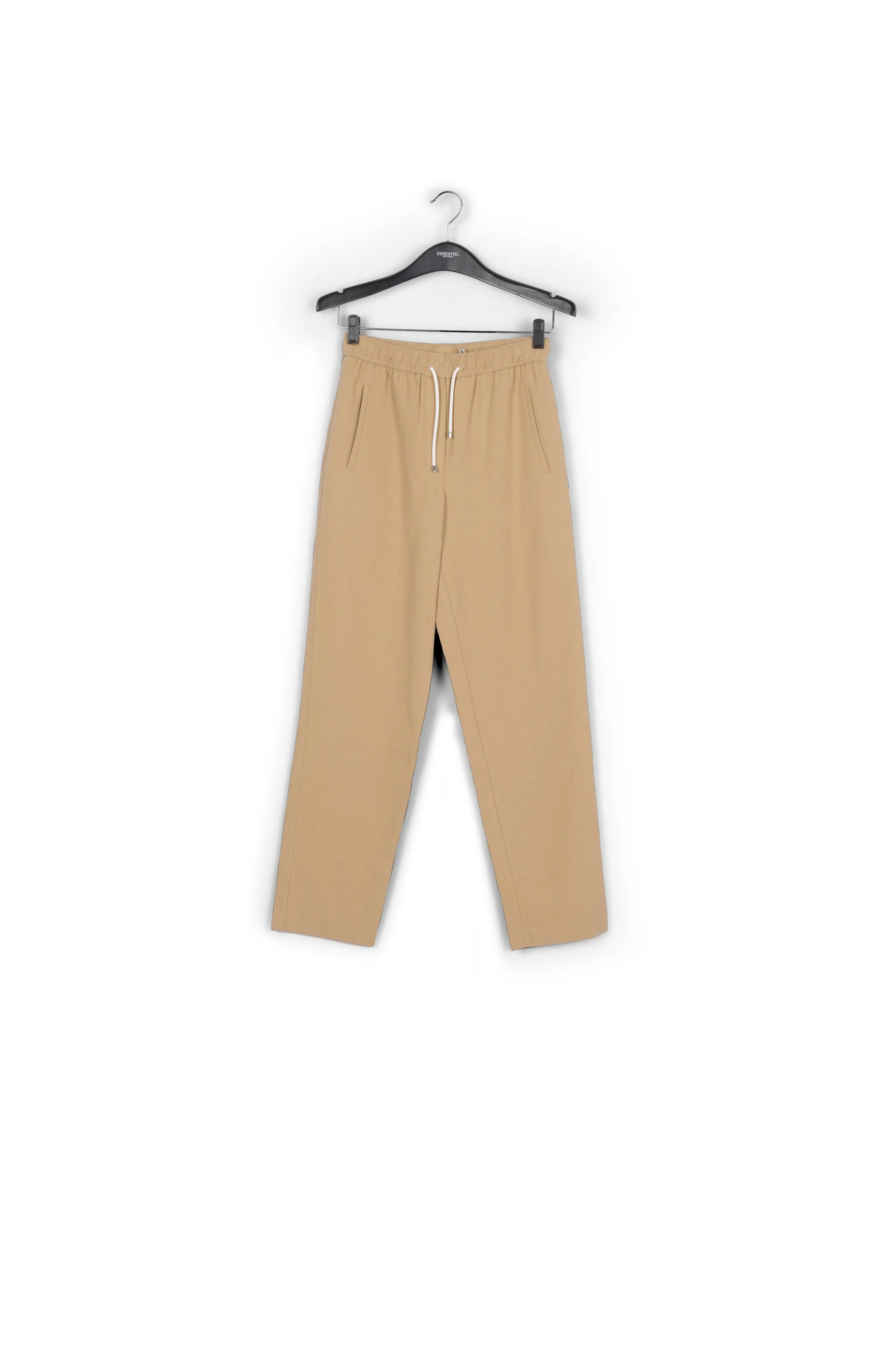 Beige cotton tapered pants