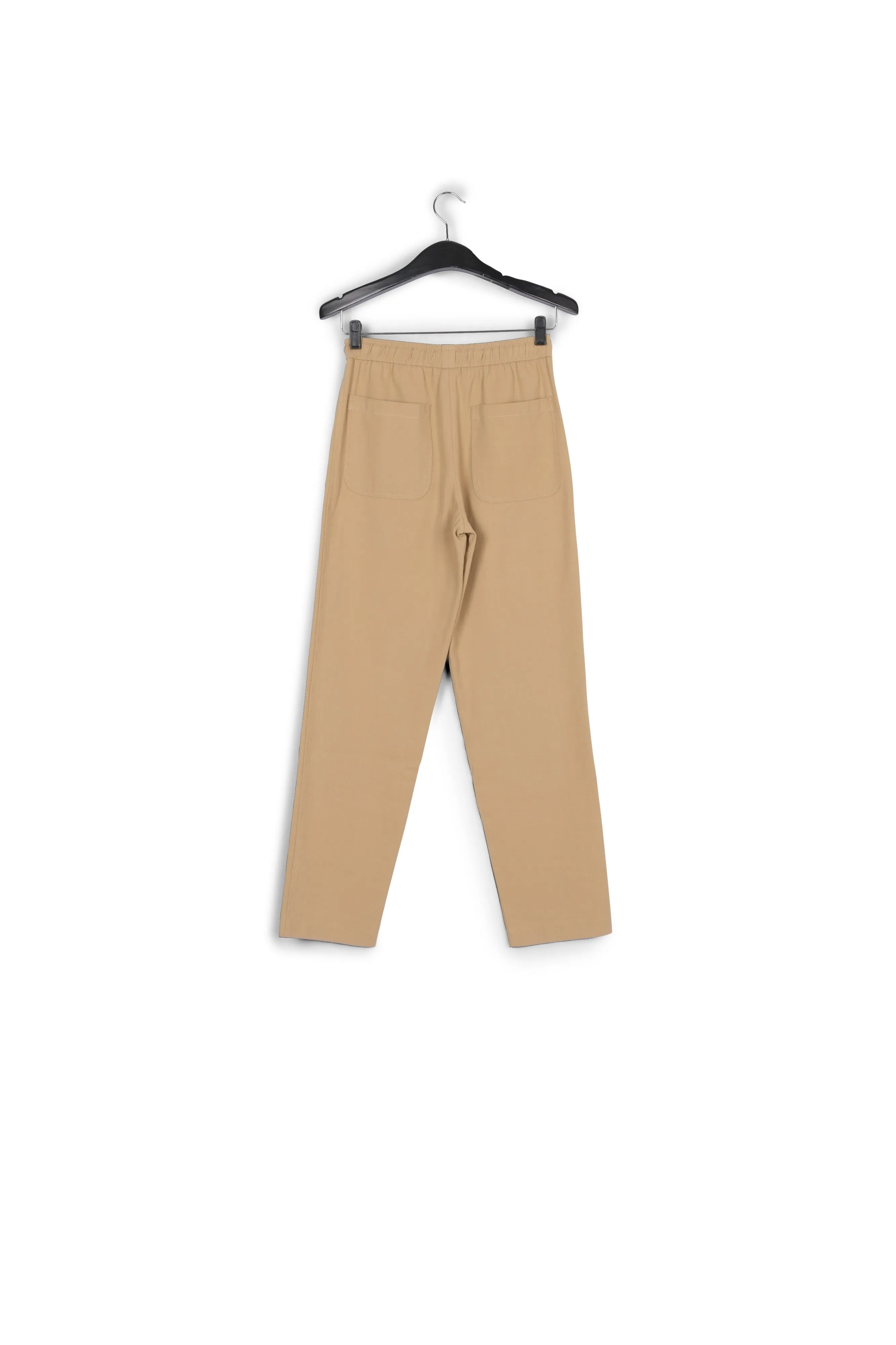 Beige cotton tapered pants