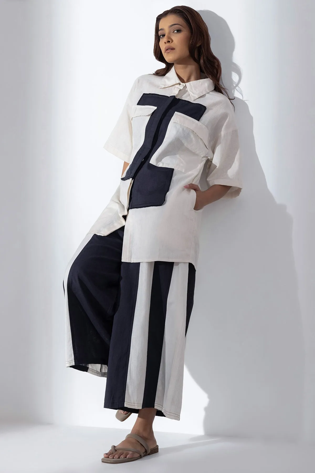Black & White High-Waist Pants