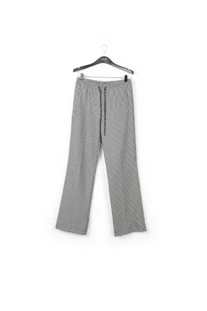 Black and off-white houndstooth pants with drawstring