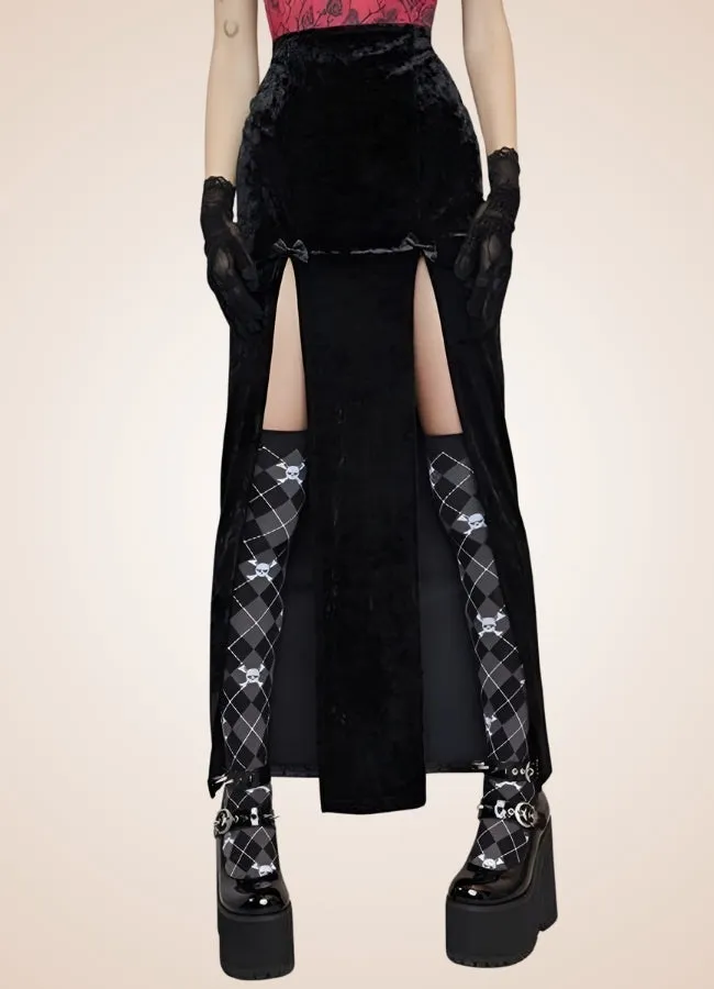 Black Goth High Waist Long Skirt