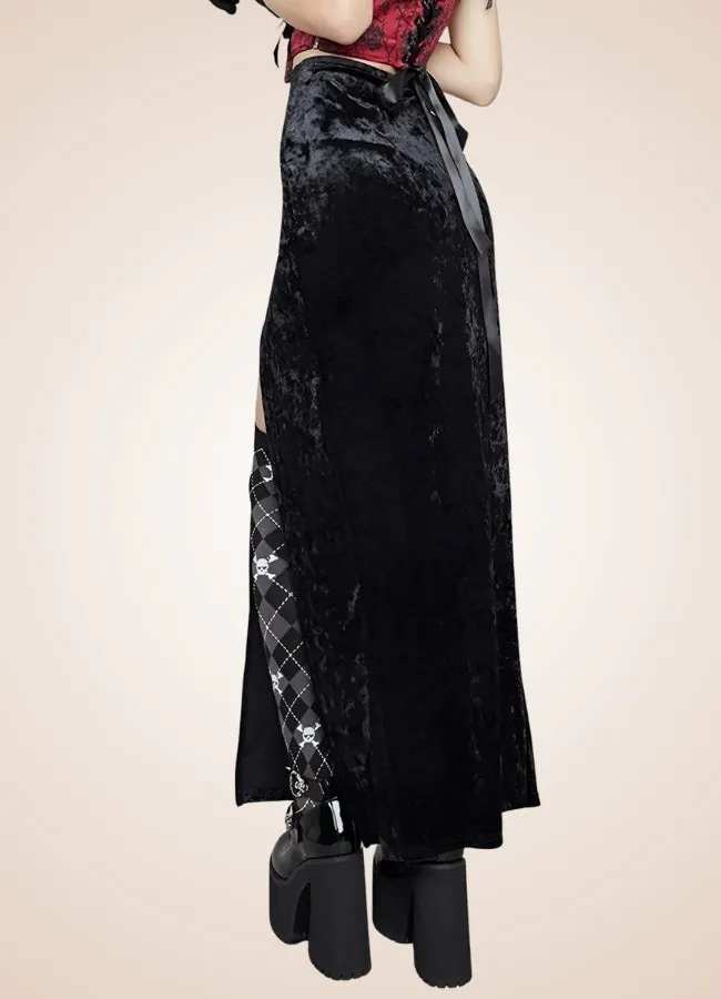 Black Goth High Waist Long Skirt