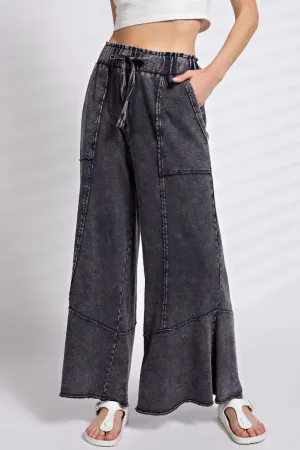 Black Mineral Wash Pants