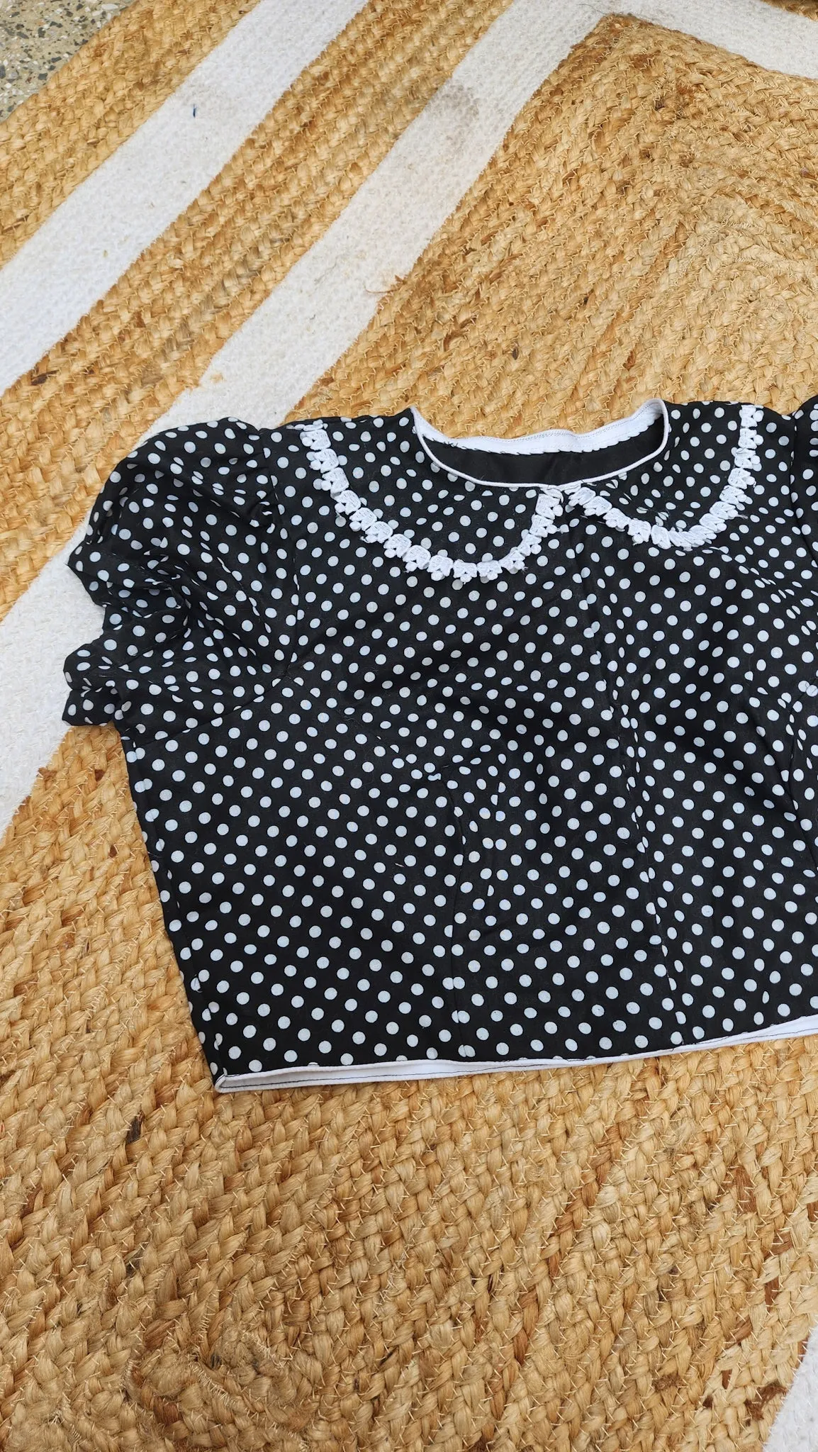 Black Polka Peter Pan Collar Blouse
