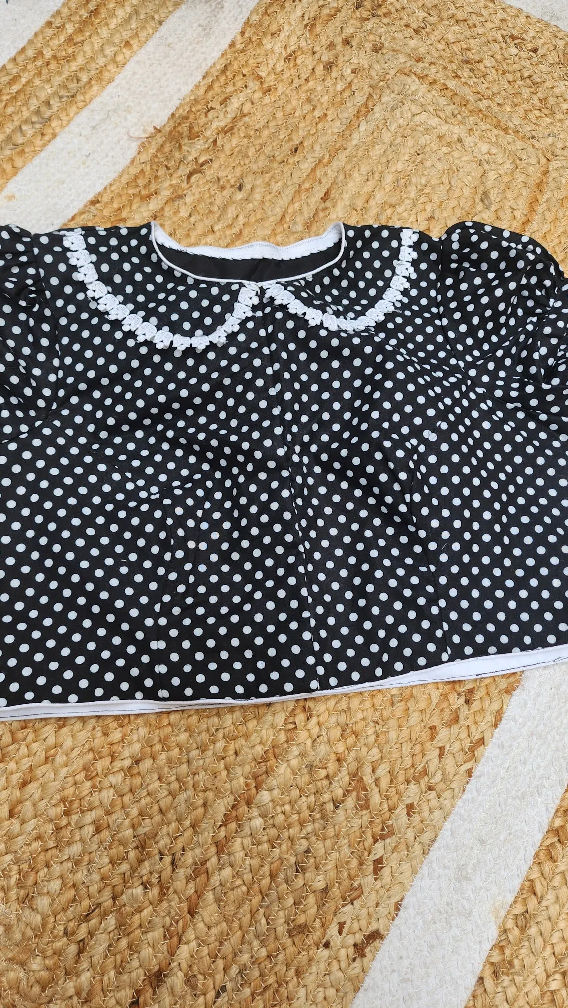 Black Polka Peter Pan Collar Blouse