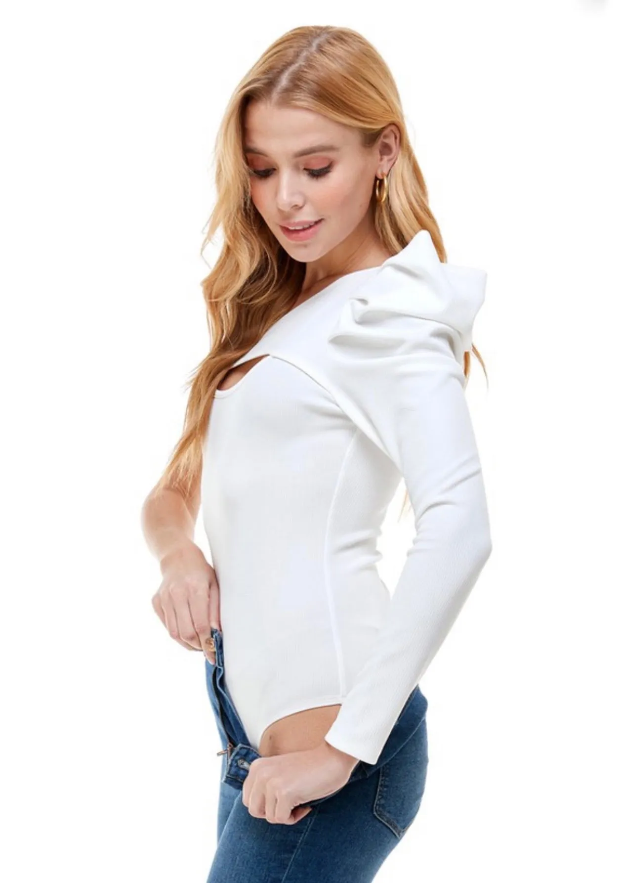Blair White Puff Sleeve Bodysuit // LAST ONE