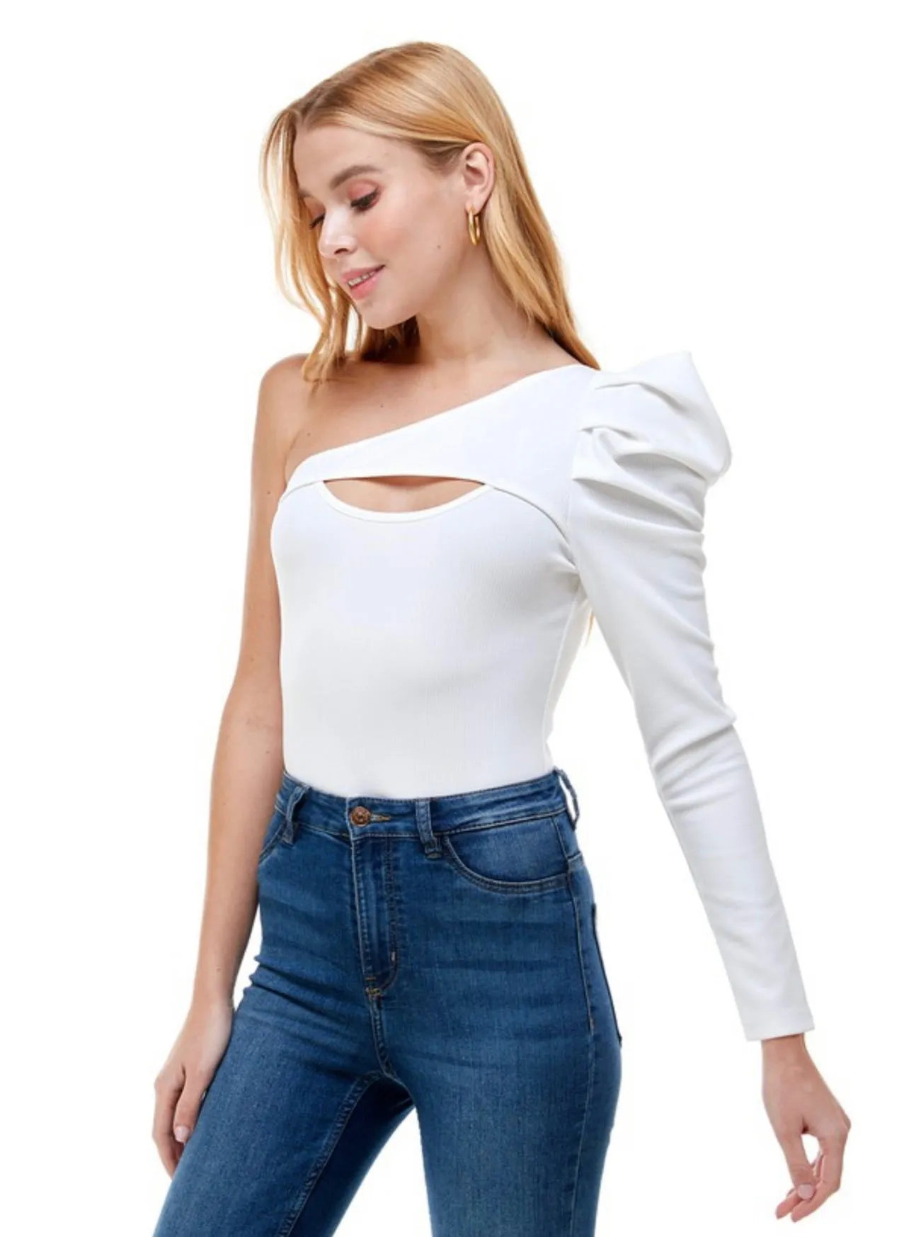 Blair White Puff Sleeve Bodysuit // LAST ONE