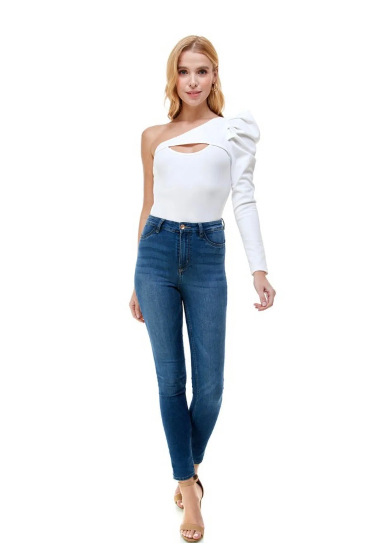 Blair White Puff Sleeve Bodysuit // LAST ONE