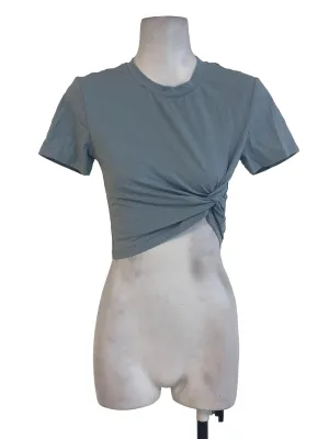 Blue Crop Short Sleeve Top