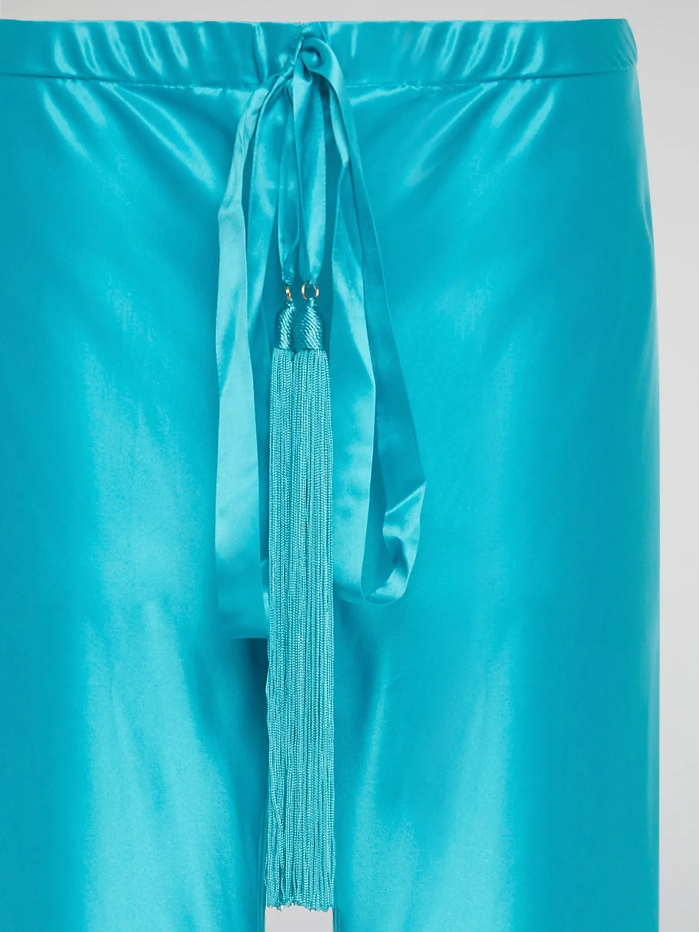 Blue Drawstring Silk Pants