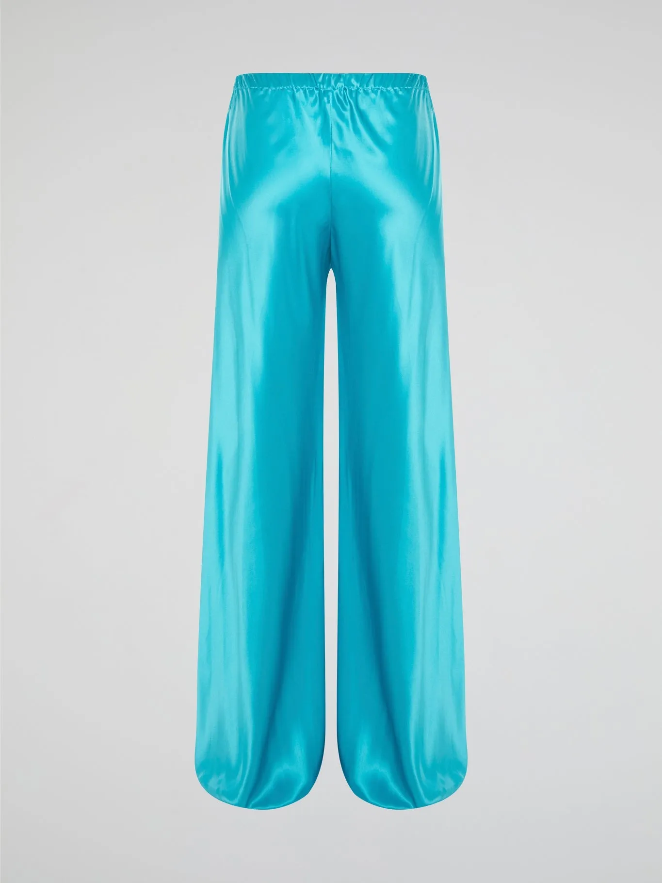 Blue Drawstring Silk Pants