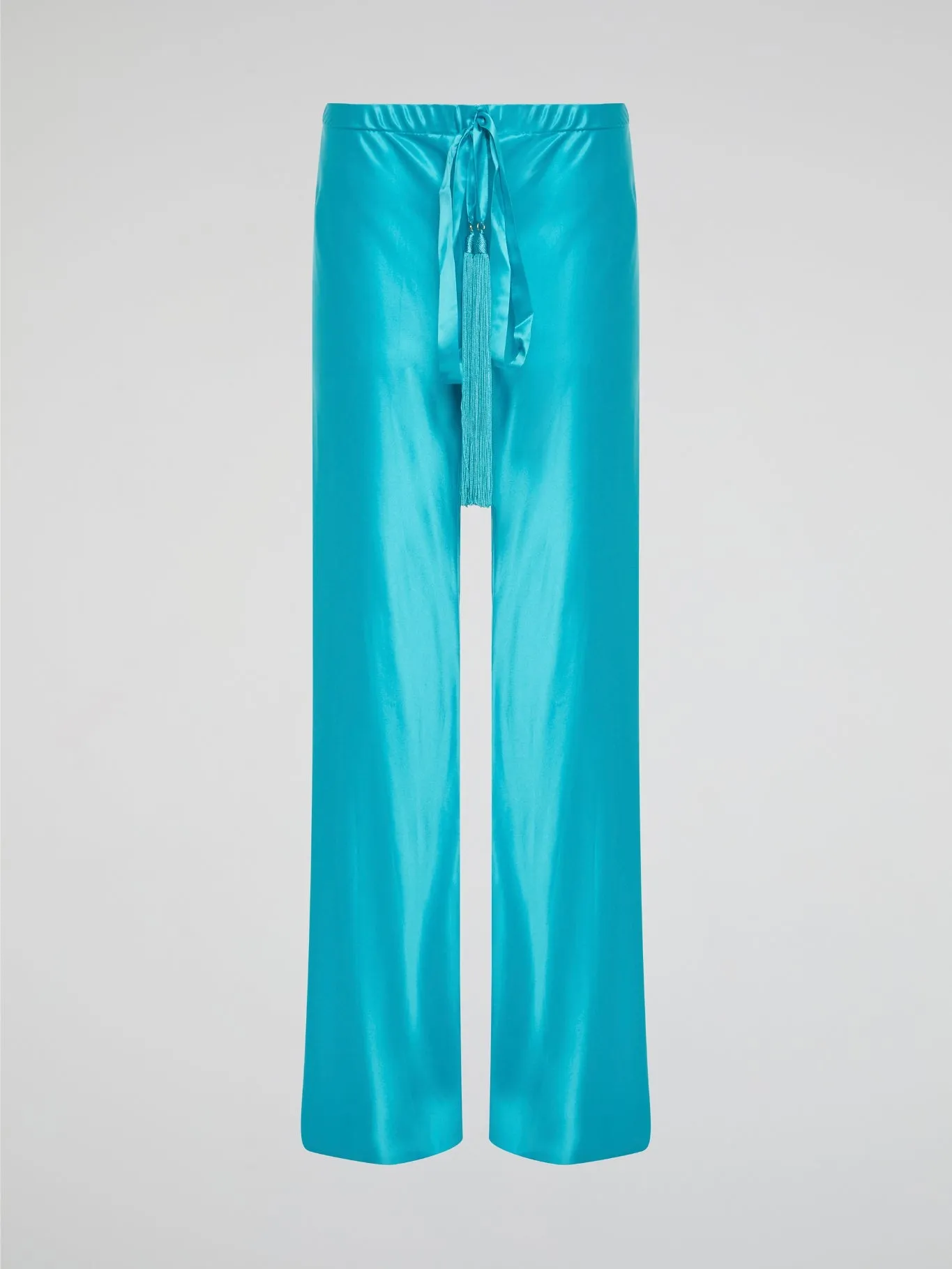 Blue Drawstring Silk Pants
