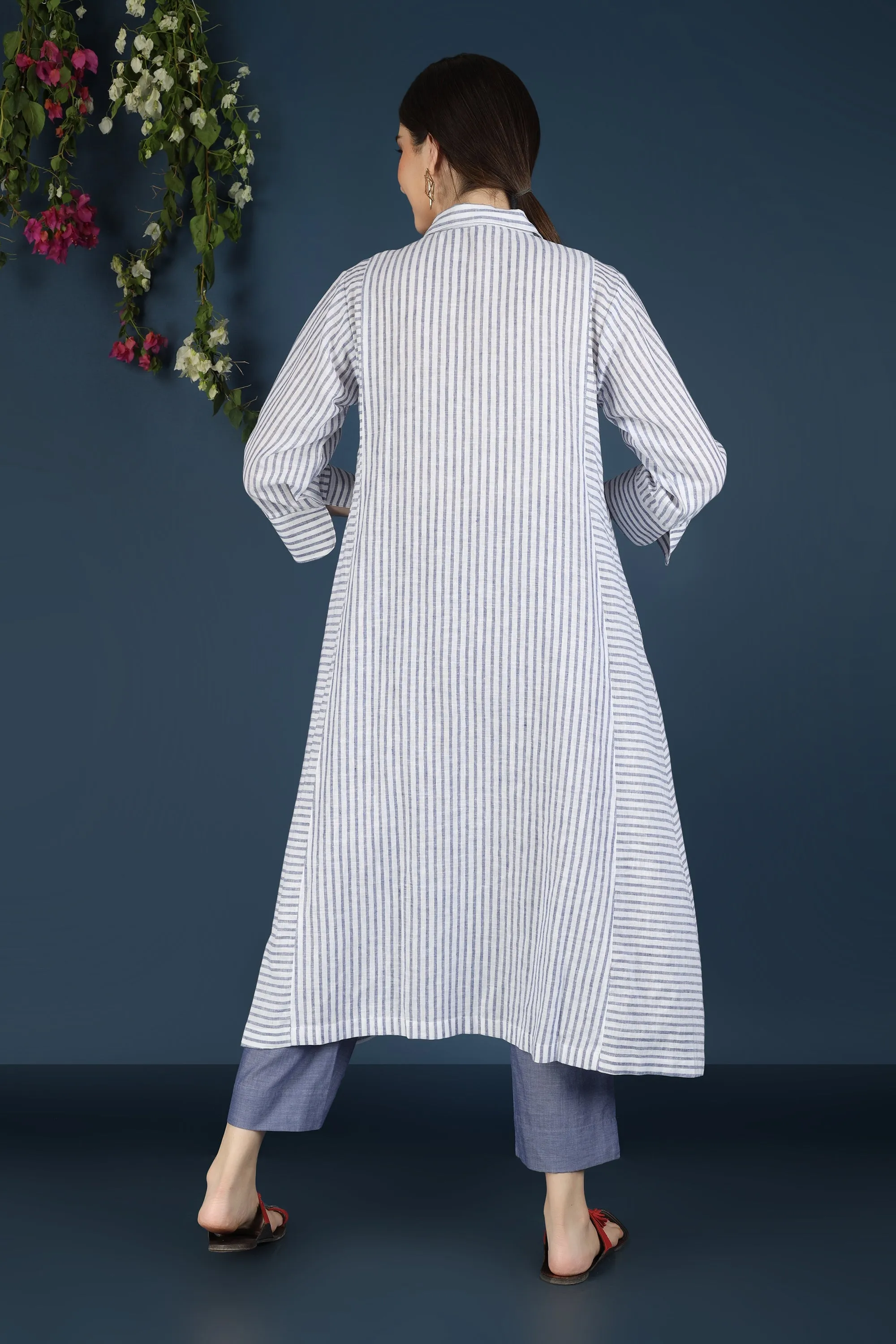 BLUE STRIPED KURTA CO-ORD SET